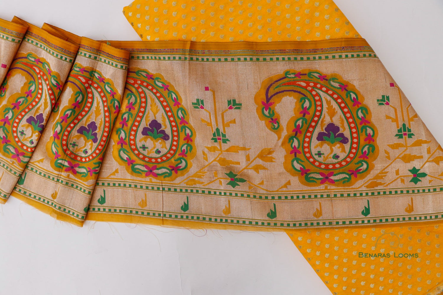Yellow Banarasi Border 10 inch