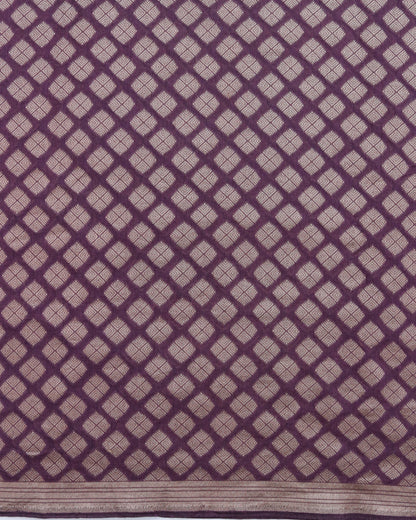 Plum Handwoven Kataan Silk Butidar Banarasi Fabric