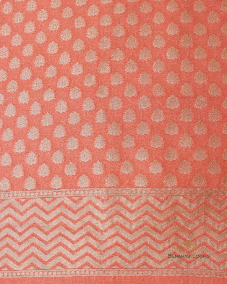 Peach Butidar Handwoven Chanderi Silk Two Piece Set