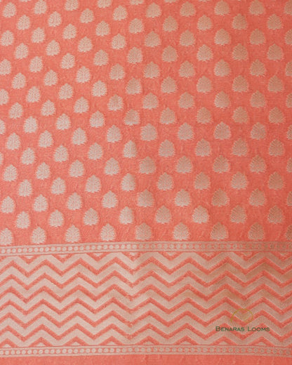 Peach Butidar Handwoven Chanderi Silk Two Piece Set