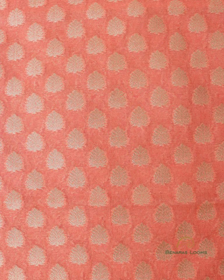 Peach Butidar Handwoven Chanderi Silk Two Piece Set