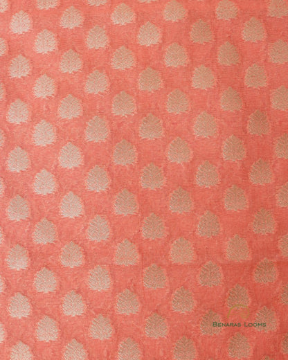 Peach Butidar Handwoven Chanderi Silk Two Piece Set