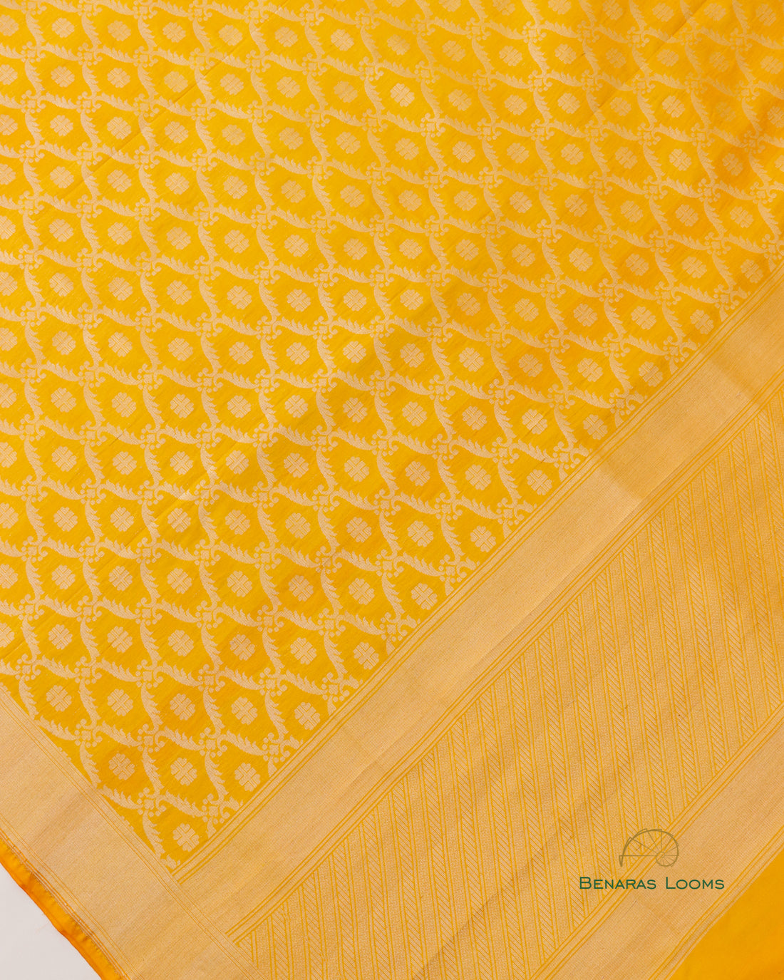 Yellow Handwoven Kataan Silk Benarasi Dupatta