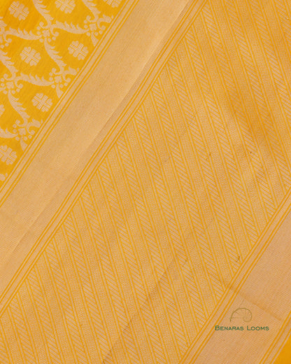 Yellow Handwoven Kataan Silk Benarasi Dupatta