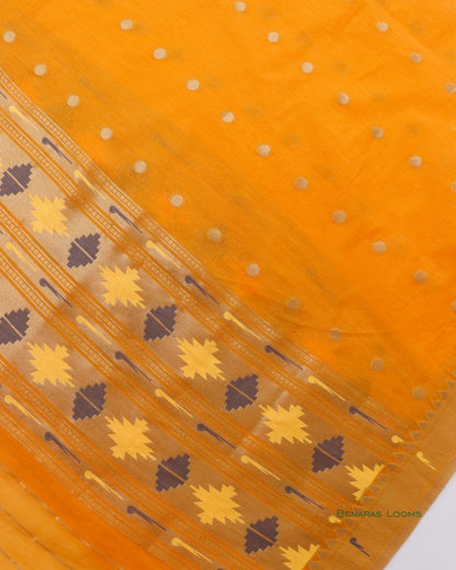 Haldi Yellow Paithani Unstitched Suit Set