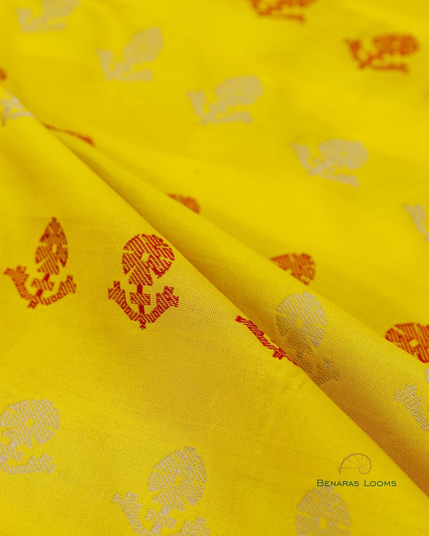 Yellow Handwoven Pure Kataan Silk Fabric
