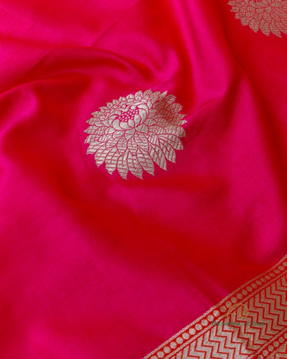 Pink Handwoven Pure Kataan Silk Kadhua Buti Banarasi Dupatta