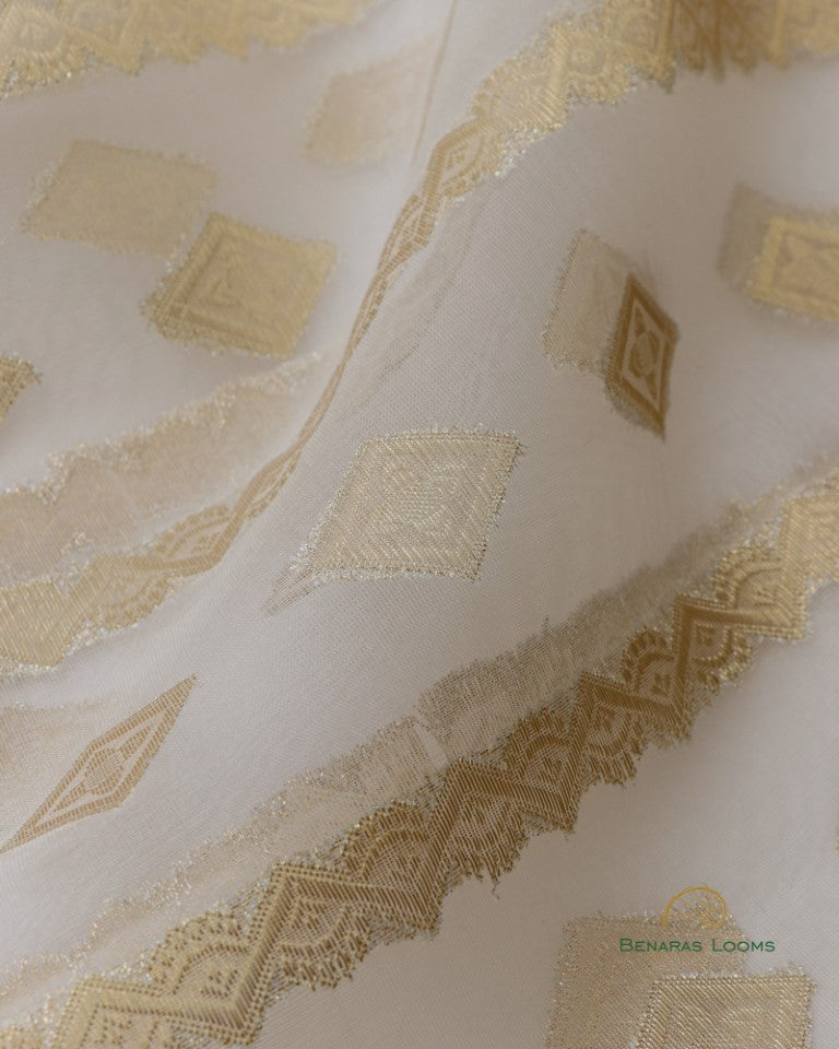 Handwoven Pure Kora Silk Handwoven Benarasi Dyebale Dupatta