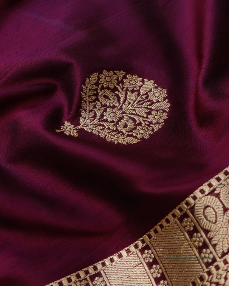 Wine Handwoven Pure Kataan Silk Kadhua Shikargah Dupatta