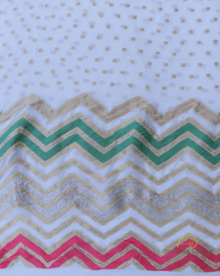 Three Piece Unstitched Handwoven Pure Georgette Silk Banarasi Suit