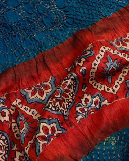 Blue Handwoven Pure Silk Bandhani Dupatta