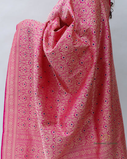 Pink Brocade Handwoven Pure Kataan Silk Benarasi Saree