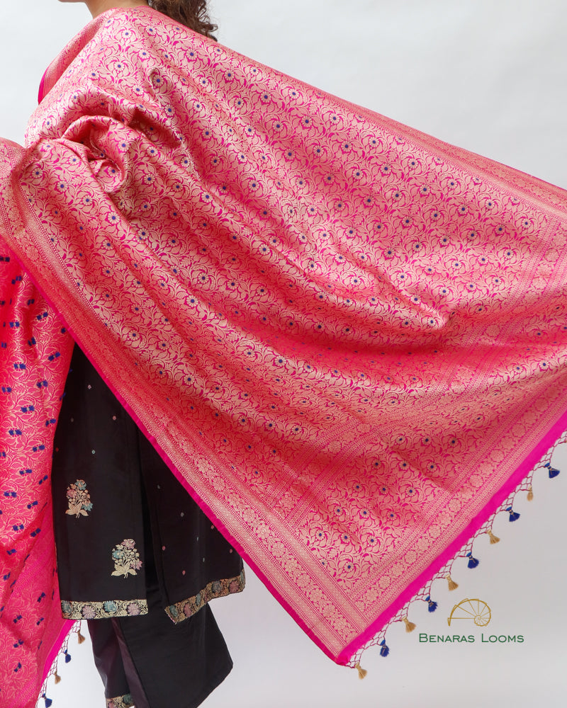 Pink Brocade Handwoven Pure Kataan Silk Benarasi Saree