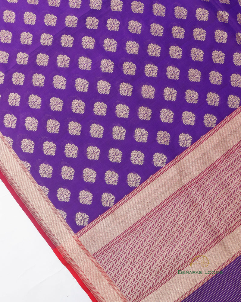 Purple Pure Kataan Kora Silk Handwoven Benarasi Dupatta
