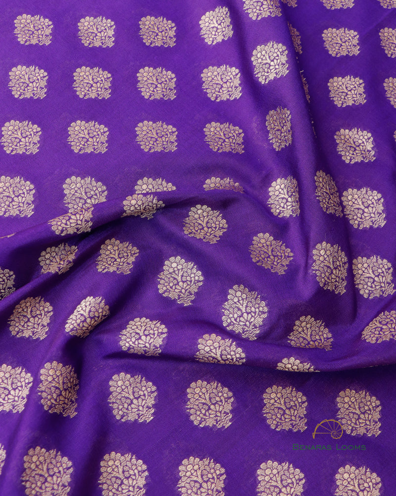 Purple Pure Kataan Kora Silk Handwoven Benarasi Dupatta