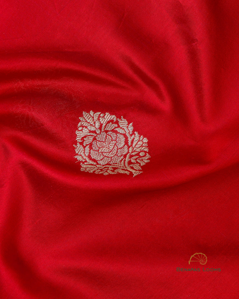 Red Pure Kataan  Silk Kadhua Buti Dupatta with Satin Border
