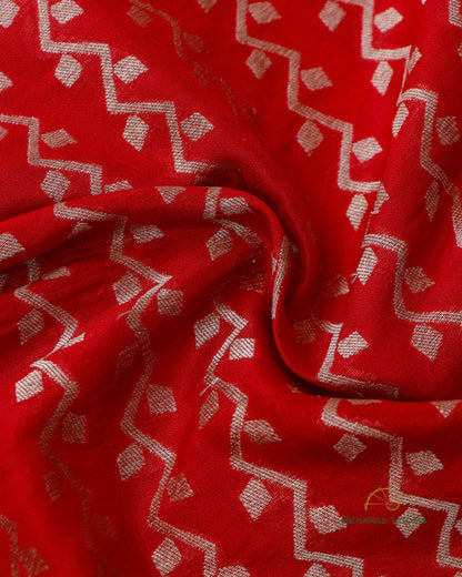 Red Handwoven Pure Kataan Silk Banarasi Dupatta