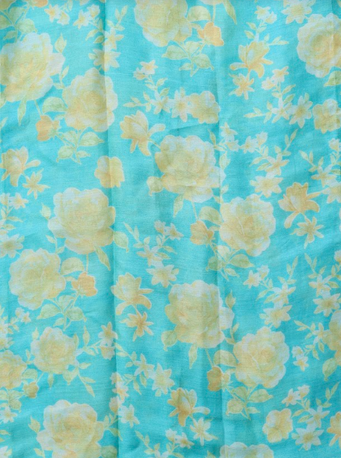 Blue Pure Silk Digital Printed Fabric