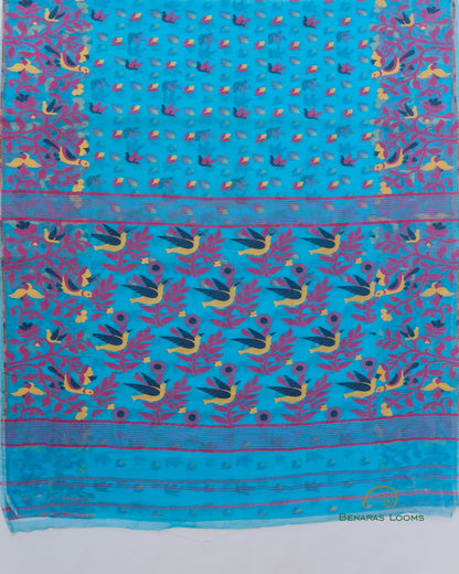 Blue Handwoven Cotton Silk Tantuj Saree