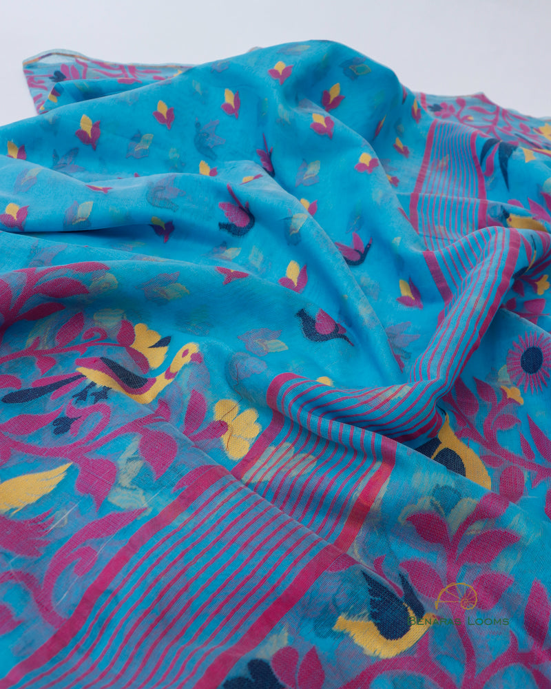 Blue Handwoven Cotton Silk Tantuj Saree
