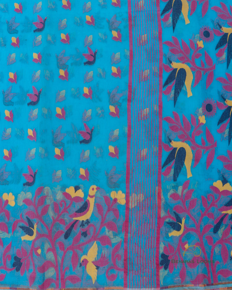 Blue Handwoven Cotton Silk Tantuj Saree