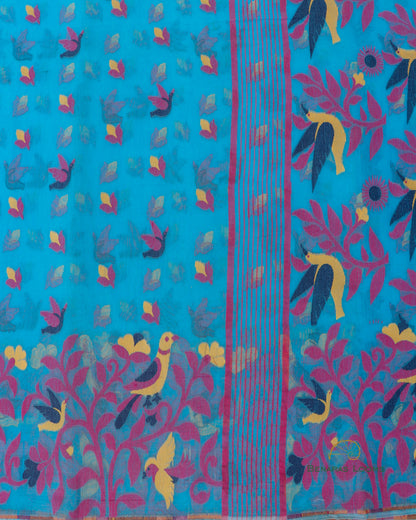 Blue Handwoven Cotton Silk Tantuj Saree