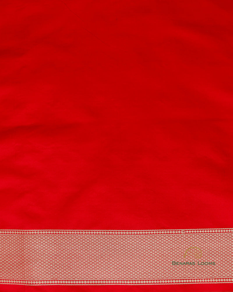 Red Handwoven Pure kataan Silk Shikaargah Brocade Jaal Benarasi Saree