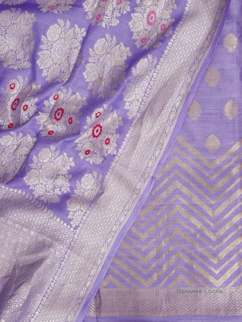 Purple Handwoven Pure Munga Banarasi Suit Fabric