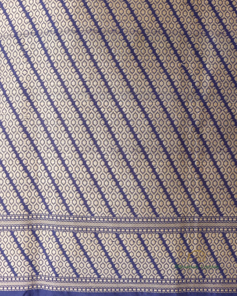 Navy Blue Handwoven Pure Kataan Kadhua Silk Benarasi Saree