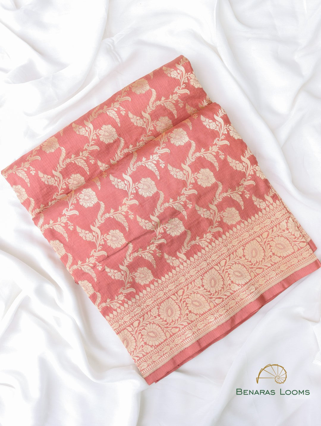 Peach Handwoven Pure Silk Banarasi Saree