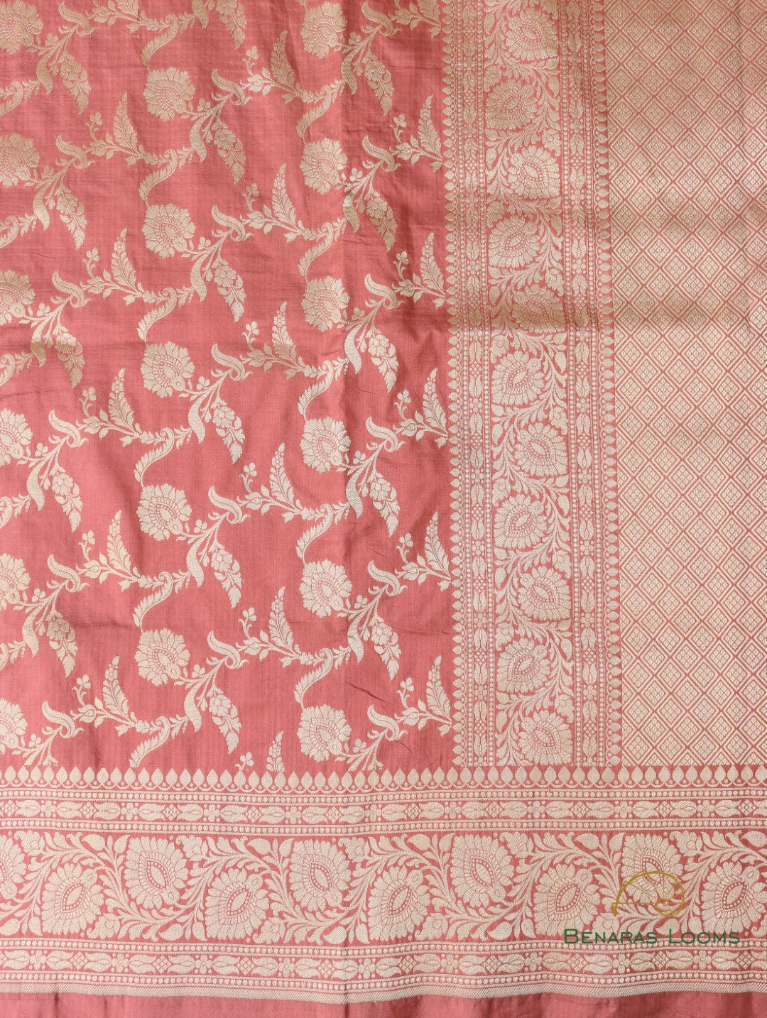 Peach Handwoven Pure Silk Banarasi Saree