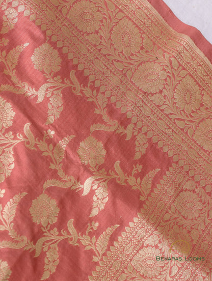 Peach Handwoven Pure Silk Banarasi Saree