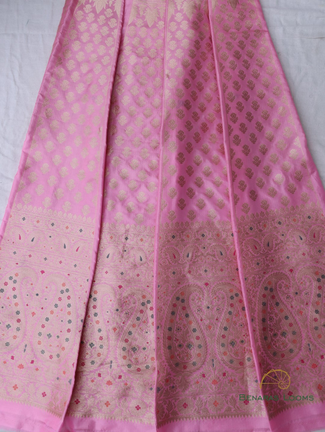 Rhea Light Pink Handwoven Pure Kataan Silk Banarasi Kalidar Lehenga