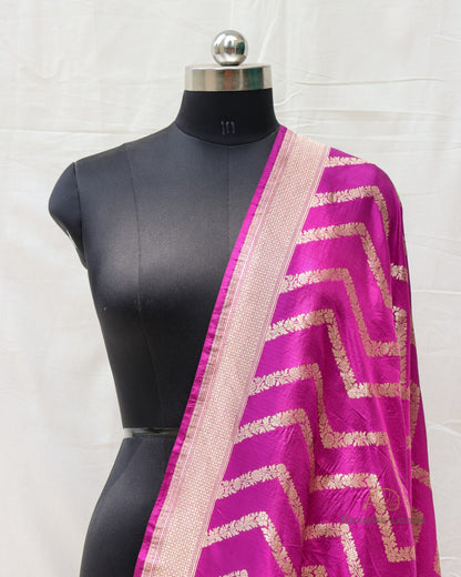 Purple Handwoven Pure Silk Banarasi Dupatta