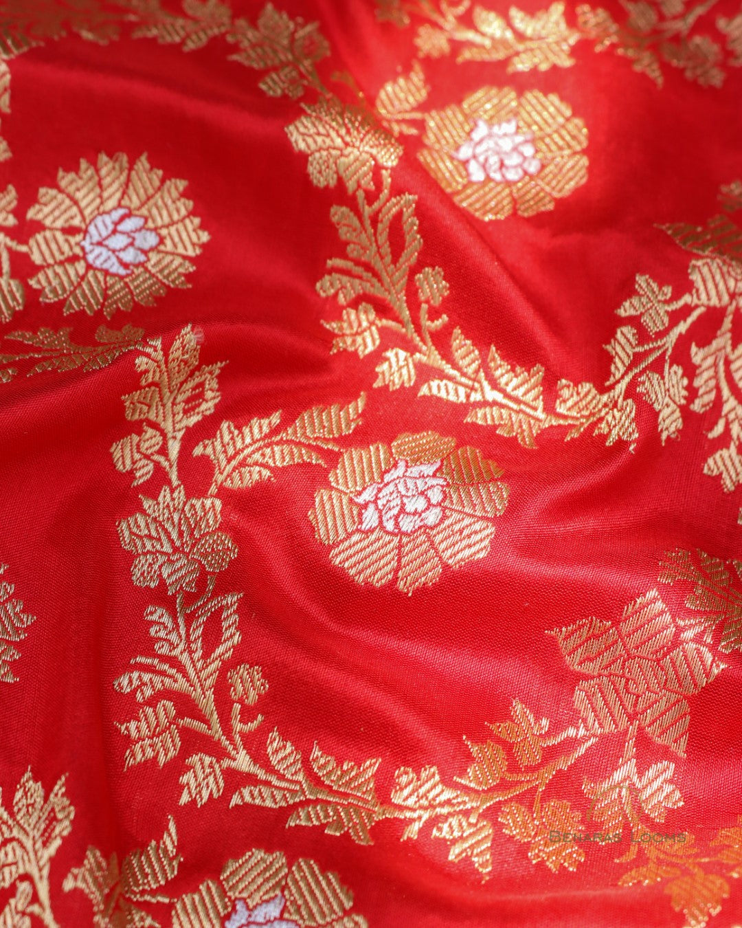 Red Handwoven Kadhua Jangla Banarasi Dupatta